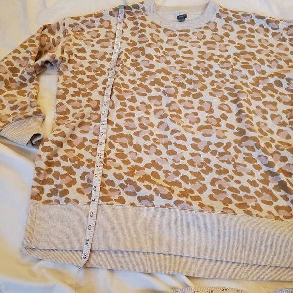 Aerie Tan And Pink Animal Print oversize sweater Size Small - Picture 6 of 12